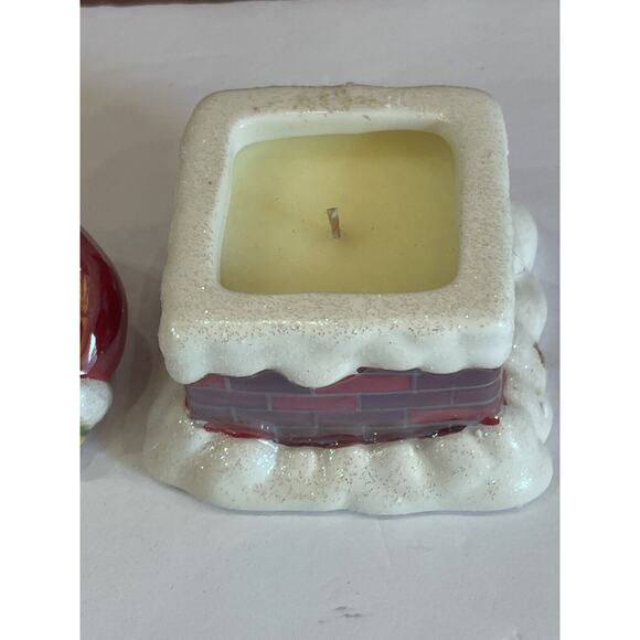 Avon Ceramic Santa Claus Down the Chimney Poured Candle w/ Lid Never Lit 4"x3" - Picture 7 of 7